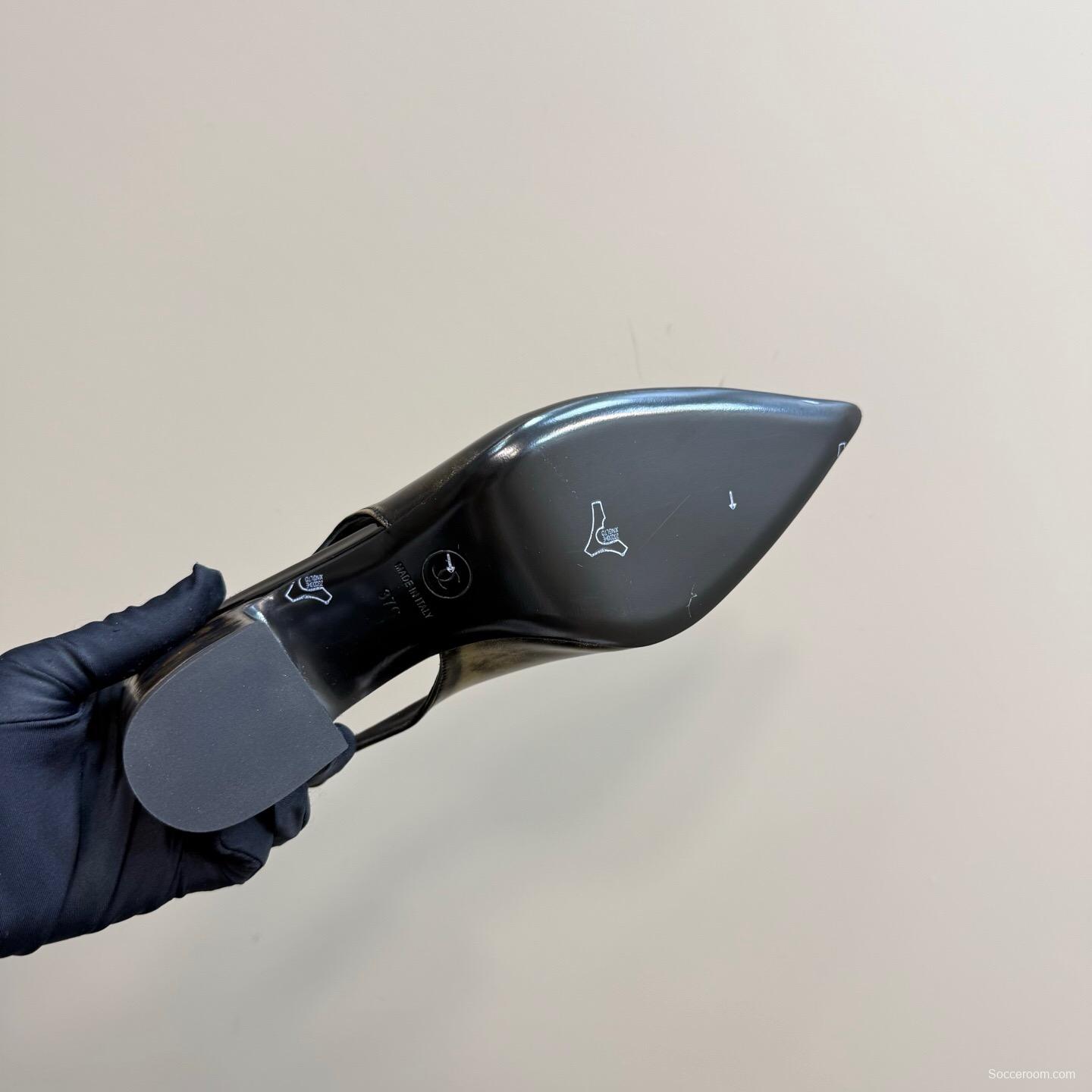 2025 Women Chanel Gold Black Leather Slingback Heel