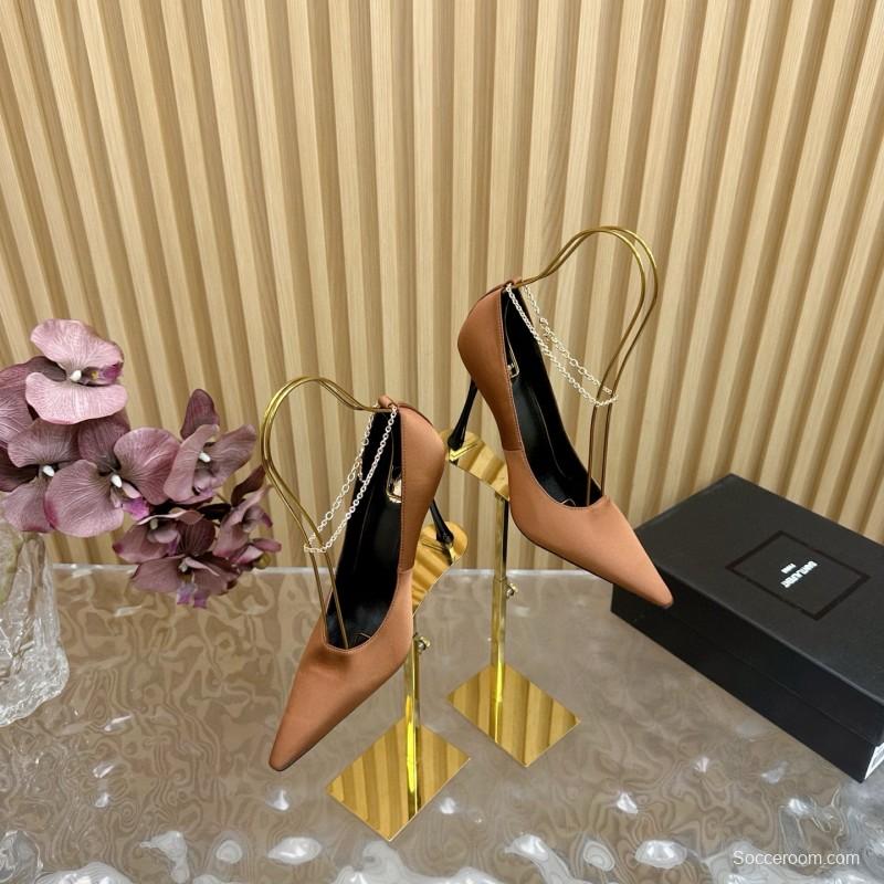 2025 Women Yves Saint Laurent Beige Leather Pointed Toe Pumps MJ00310