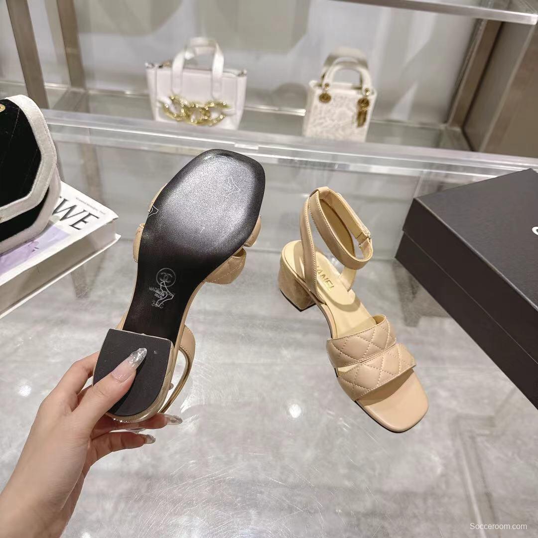 2025 Women Chanel Beige Leather Sandals LY00280
