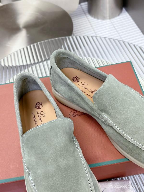 2024 Women LP Light Grey Suede Loafers MJ00270