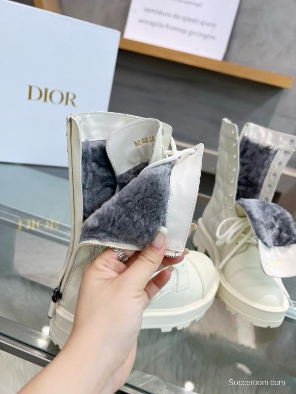 2024 Women Dior white leather boots MJ00430