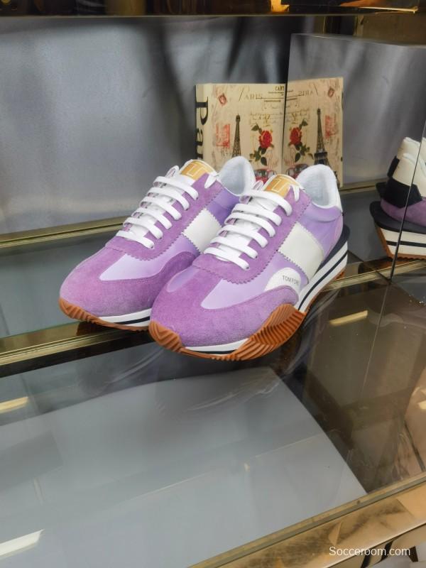 2025 Unisex TOM FORD Purple White Suede Leather Sneakers LY00360(F)/LY00370(M)