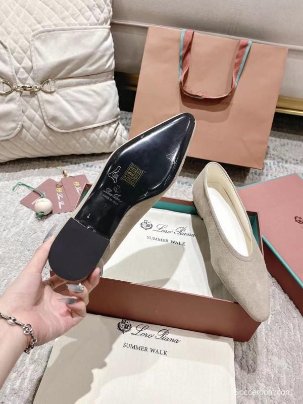 2025 Women LP Beige Suede Ballet Flats LY00320