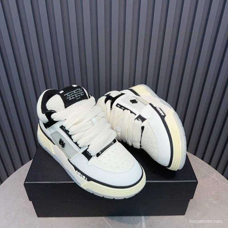 2024 Unisex Amiri White Black Leather Sneakers MJ00360