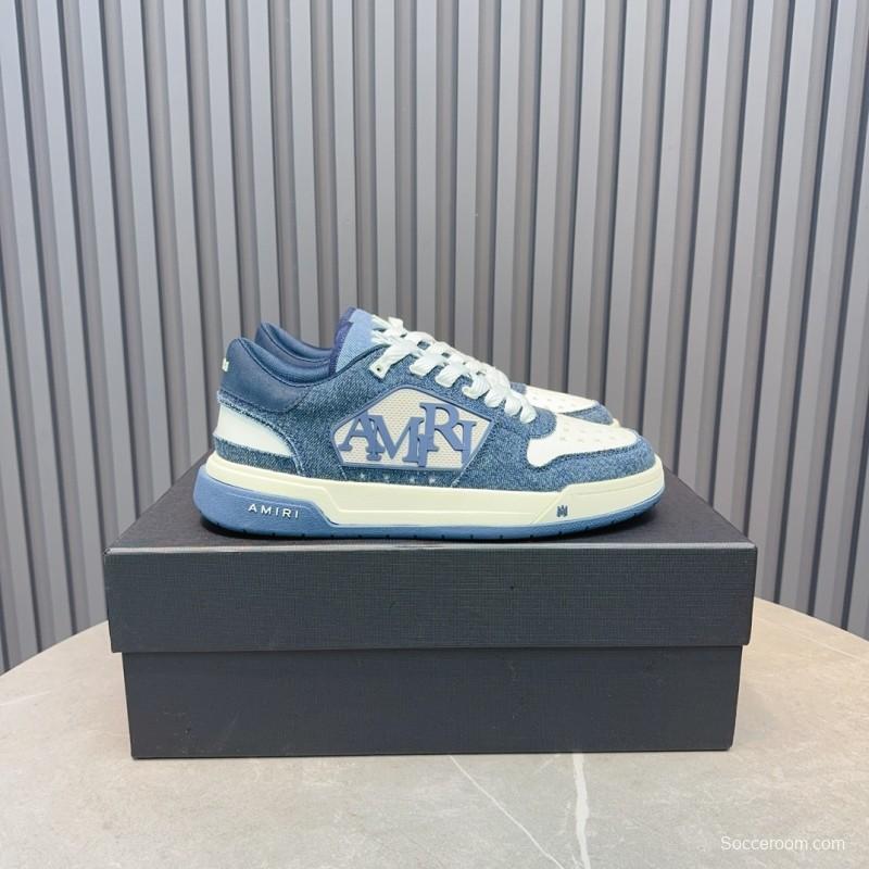 2025 Unisex Amiri Blue White Leather Sneakers MJ00360
