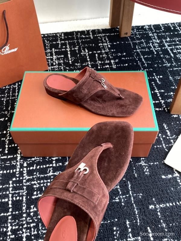 2025 Women Le Parmentier Brown Suede Slippers KFY00280