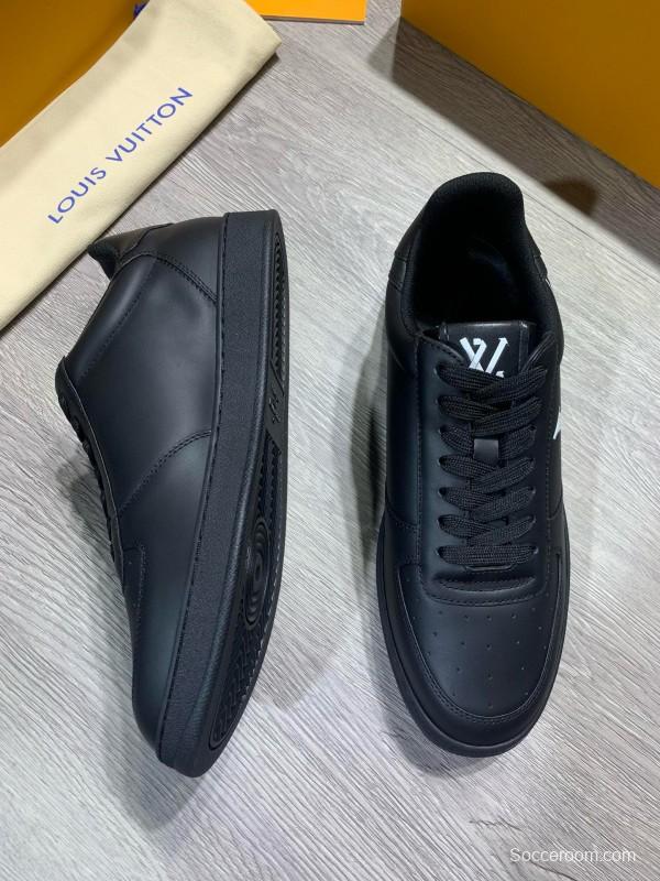 2024 Unisex Louis Vuitton Black Leather Sneakers High Frequency Brand Totem MJ00380