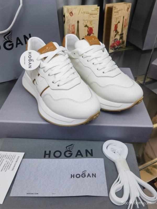 2025 Women HOGAN White Beige Leather Sneakers LY00360(F)