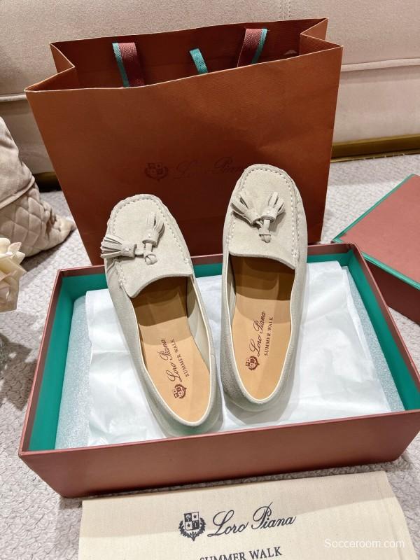 2025 Women Le Parmentier Beige Suede Loafers Tassel LY00291