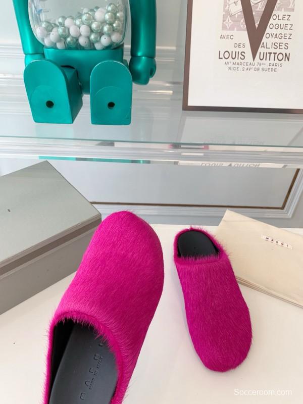 2024 Slippers Marni fuchsia pony hair slippers