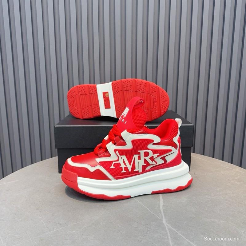 2024 Men Amiri Red White Leather Sneakers MJ00400