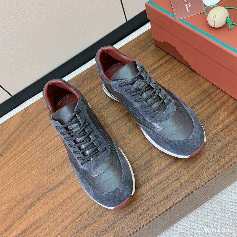 2025 Unisex Le Parmentier Grey Blue Suede Leather Sneakers LY