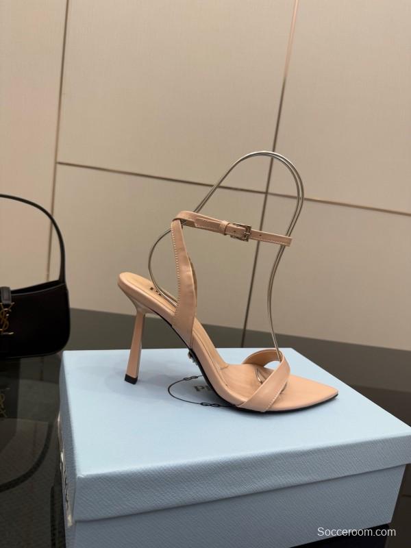 2025 Women Prada Nude Leather Sandals
