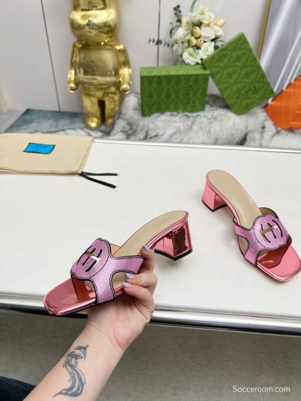 2025 Gucci Pink Leather Slippers