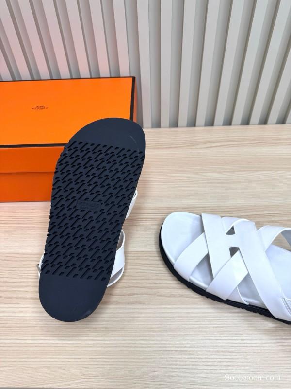2025 Slippers Hermès White Leather Sandals LY00270