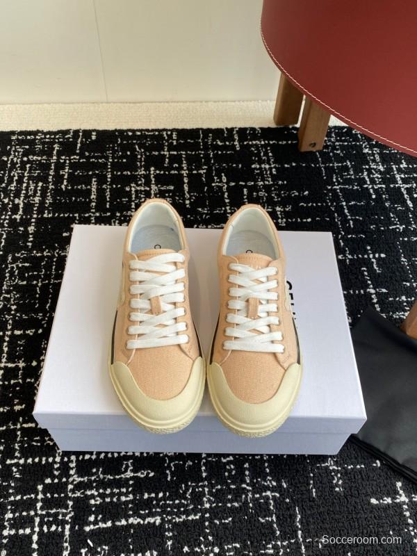 2025 Women Celine Pink Canvas Leather Sneakers