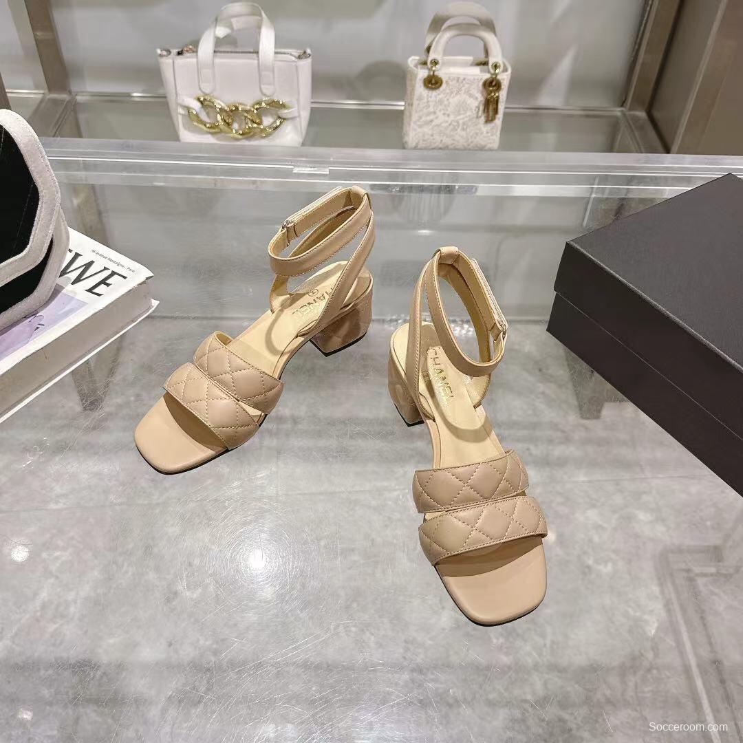 2025 Women Chanel Beige Leather Sandals LY00280