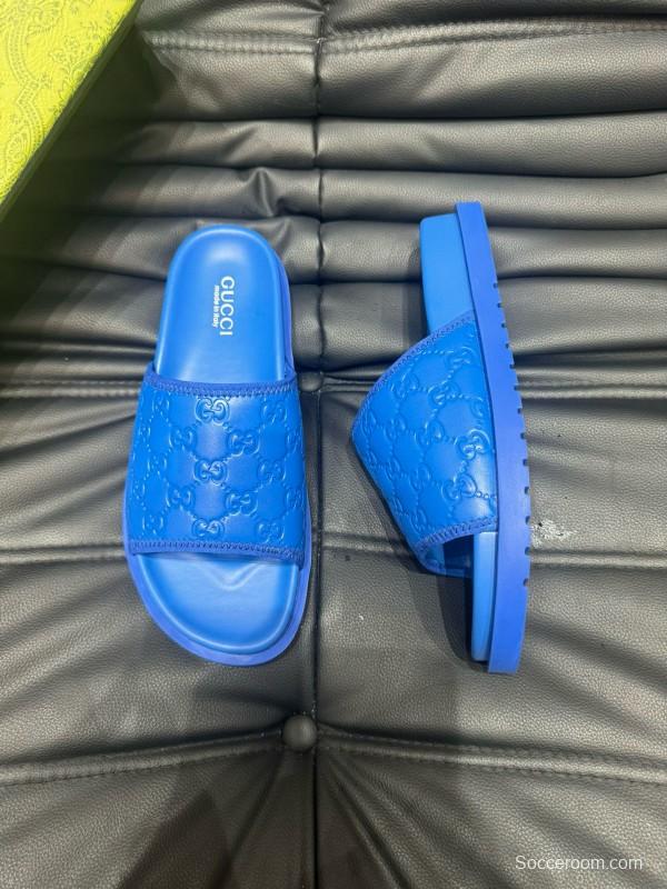 2024 Slippers Gucci Blue Leather Slippers MJ00200