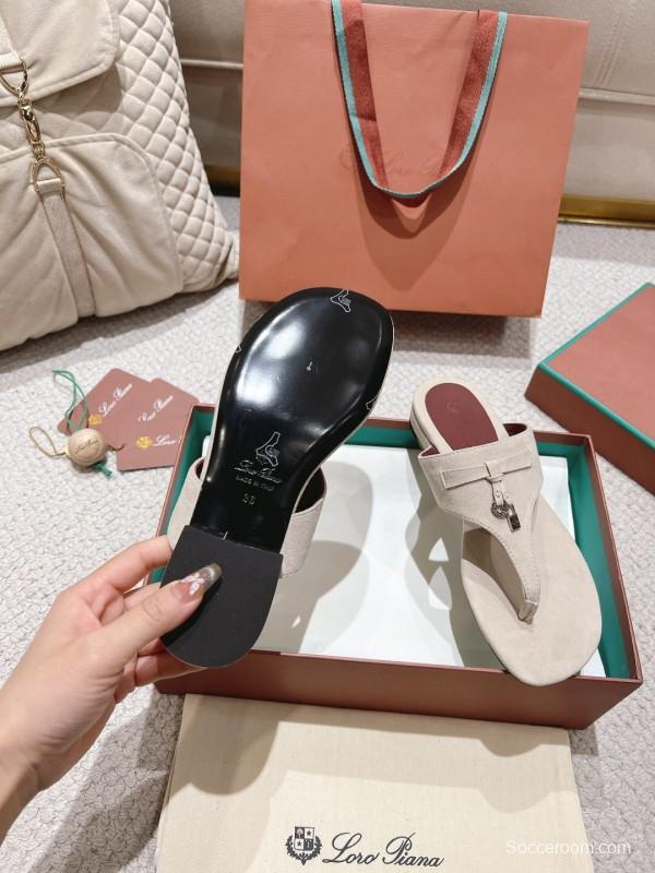 2025 LP Beige Suede Slippers LY00250