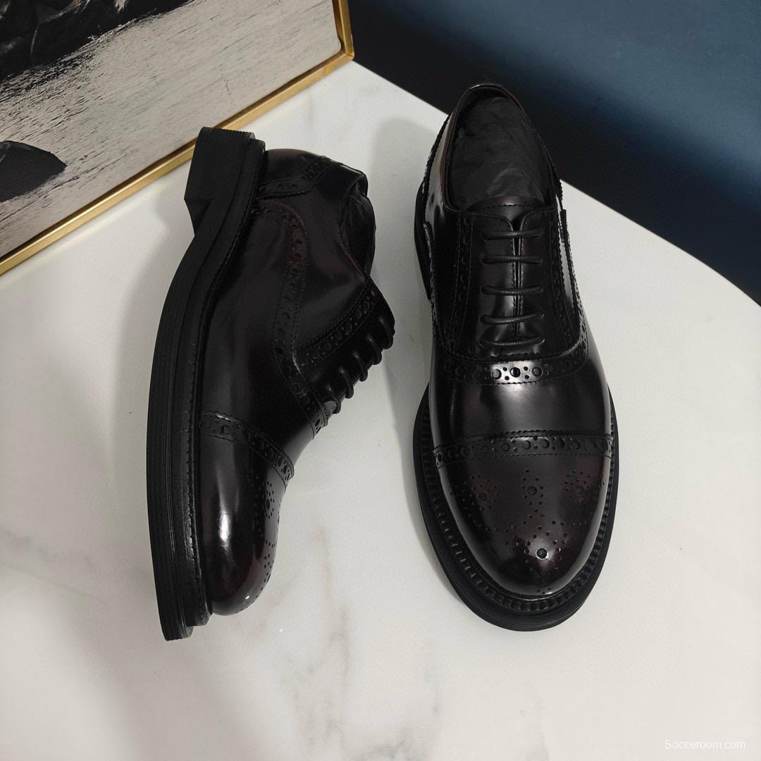 2024 Men Dolce & Gabbana Black Leather Derby MJ00420
