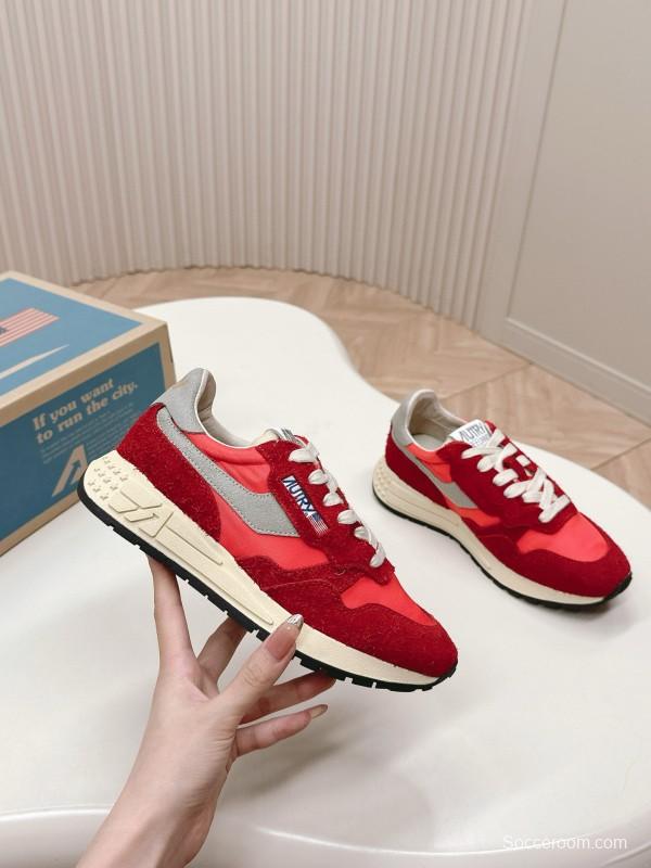 2024 Unisex Autry Red White Leather Mesh Sneakers MJ00330