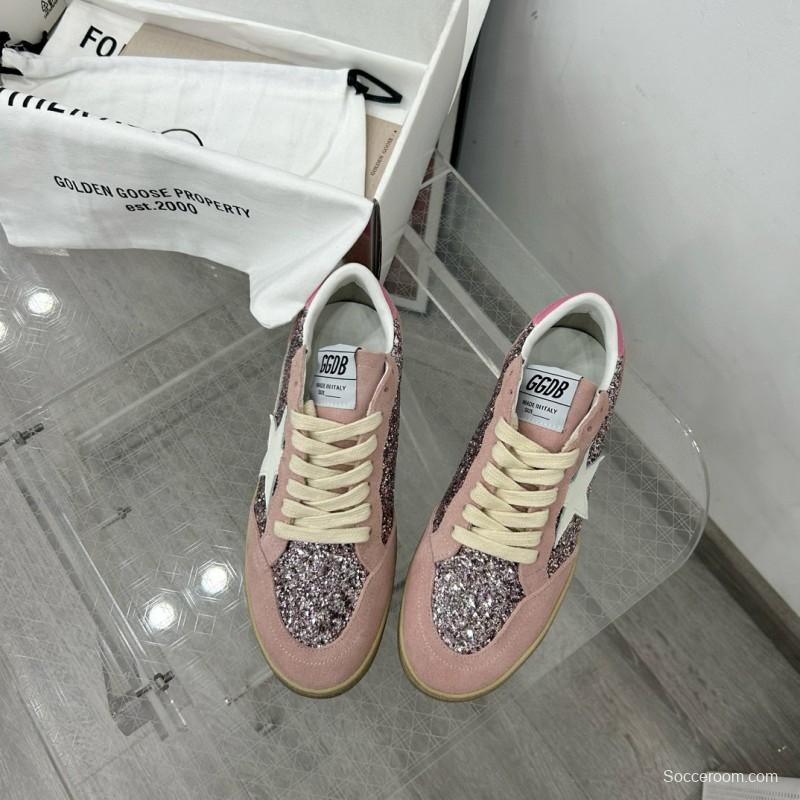 2024 Women GGDB Pink White Glitter Suede Sneakers MJ00260