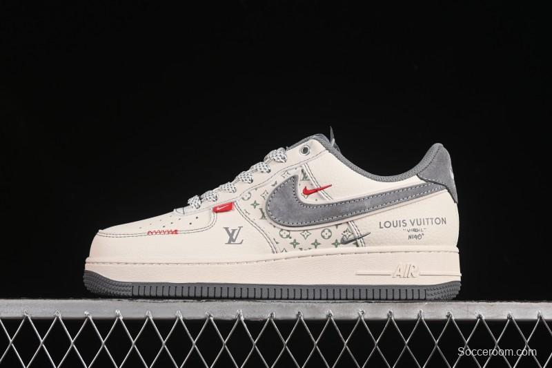 Nike Air Force 1 '07 Low LV Collaboration Light Gray Small Double Hook Casual Sneakers - YX5066-350