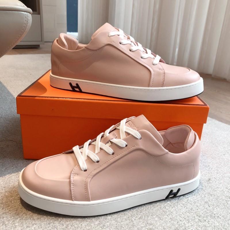 2025 Women Hermès Pink Leather Sneakers AS00380