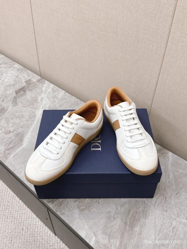 2025 Unisex Dior White Amber Leather Sneakers KFY00300