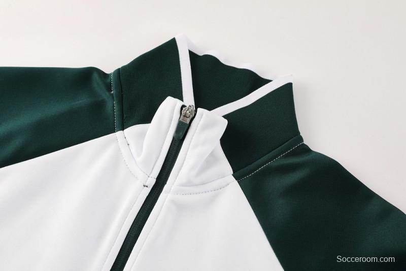 2025 Nike Green/White Full Hoodie Zipper Jacket +Long Pants