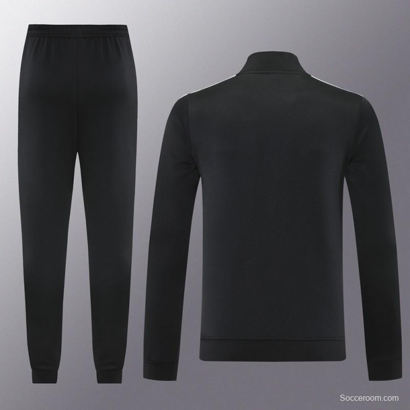 25/26 Manchester United Black Full Hoodie Zipper Jacket +Long Pants
