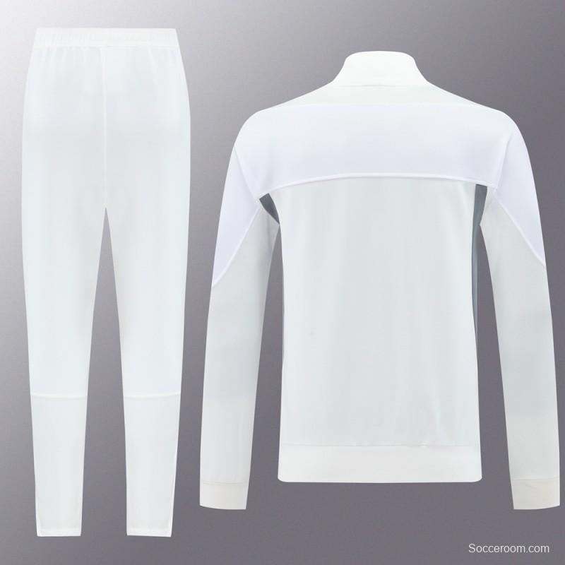 2025 NIKE WHITE/Grey Full Zipper Jacket +Long Pants