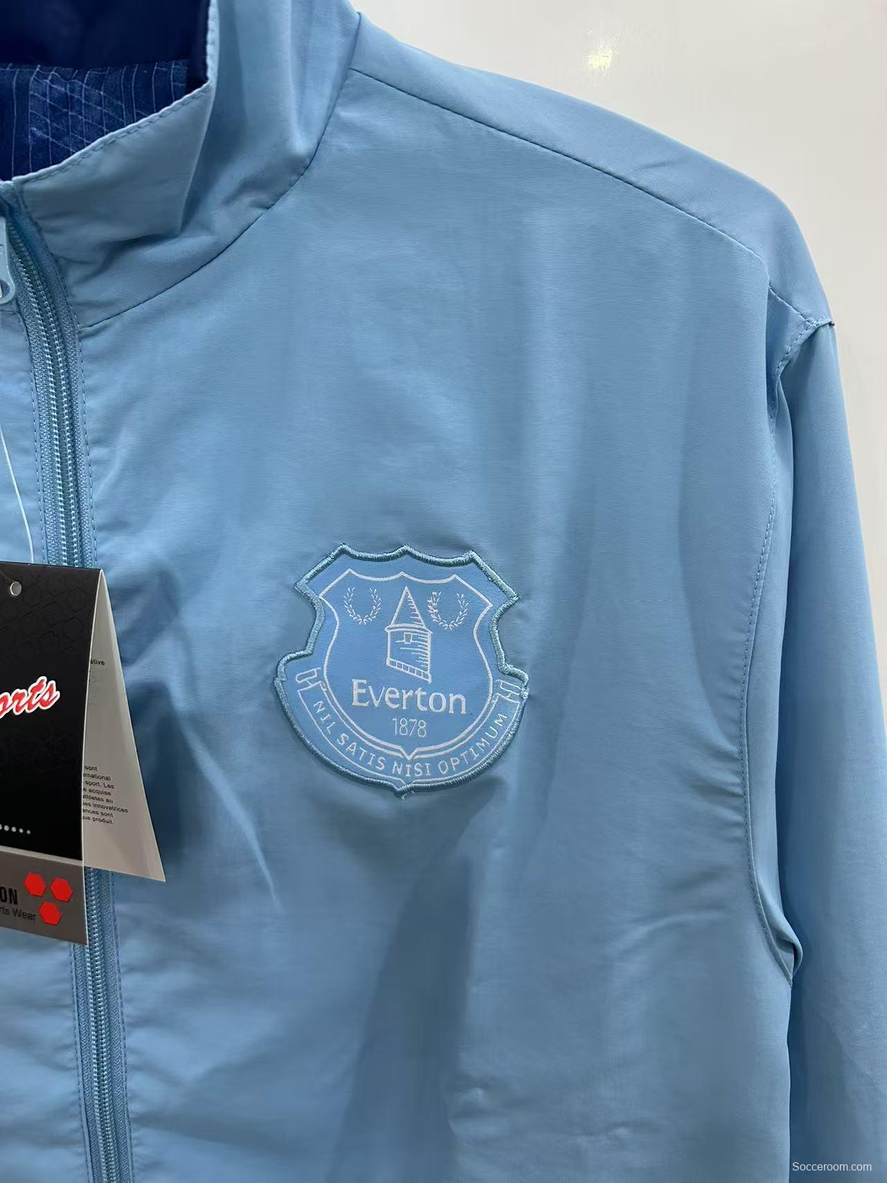 25/26 Everton Navy Blue/Blue with Stadium Blueprint Pattern Reversible Windbreaker