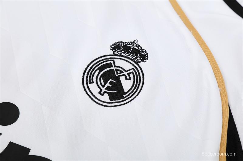 Retro 11/12 Real Madrid White Half Zipper Jacket