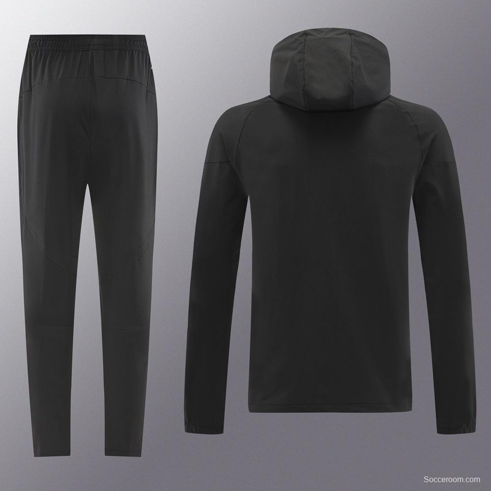 25/26 Adidas Black Hoodie Full Zipper Jacket + Long Pants
