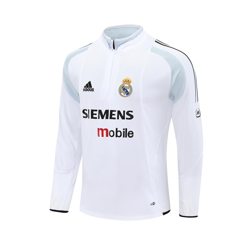 Retro 04/05 Real Madrid White Half Zipper Jacket