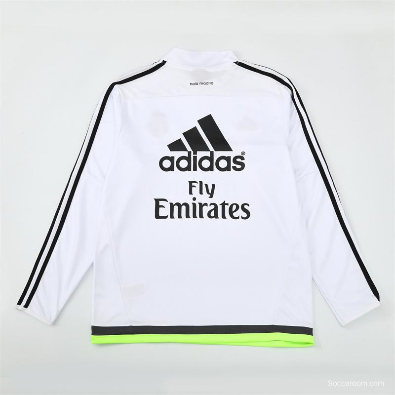 Retro 15/16 Real Madrid White Half Zipper Jacket