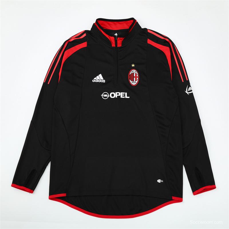 Retro 04/05 AC Milan Black Half Zipper Jacket+Long Pants