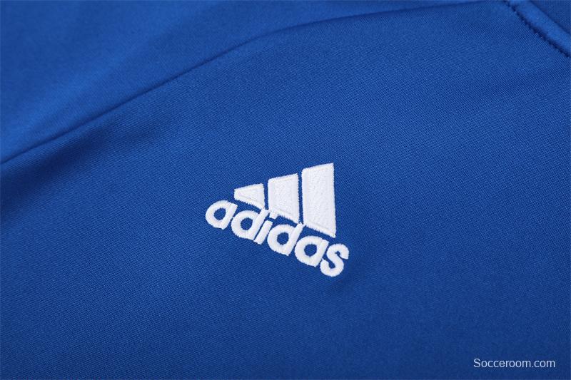 Retro 13/14 Real Madrid Color Blue Half Zipper Jacket+Long Pants