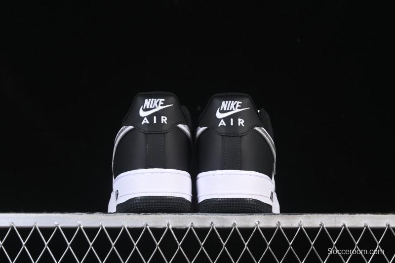 Nike Air Force 1'07 Low Black White Cracked Leather Casual Sneakers - ZH0316-118