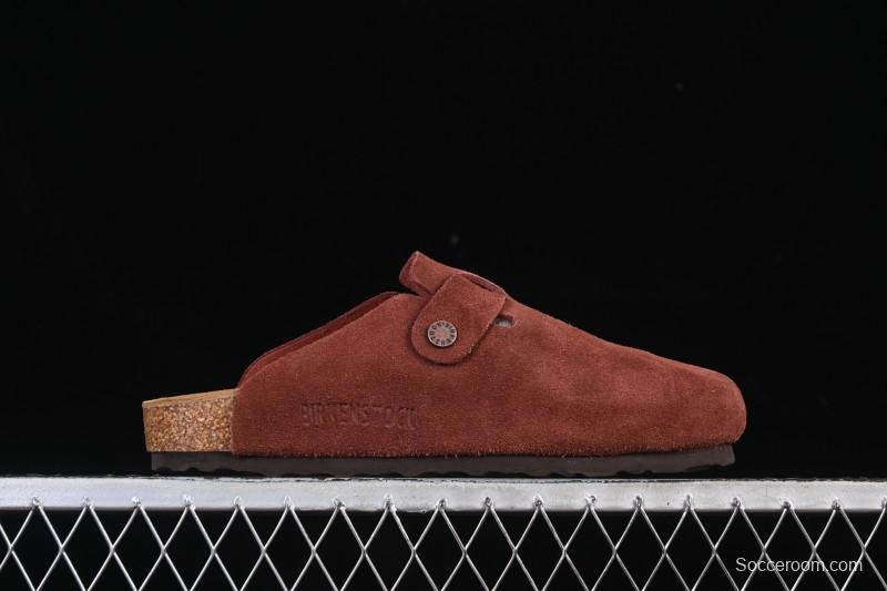 Birkenstock Sandals Series with Soft Leather Upper and Cork Rubber Midsole - Red Wine