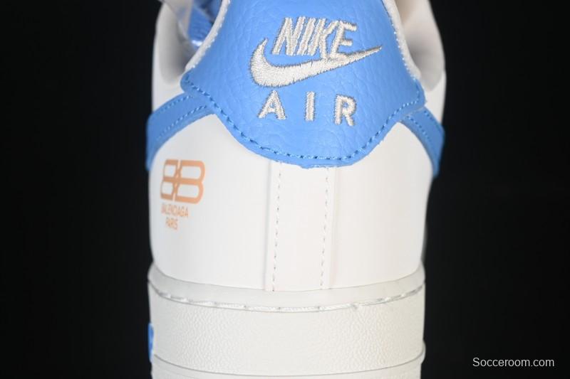 Nike Air Force 1 '07 Low Balenciaga Collaboration White Blue Gold Casual Sneakers - YF9511-803