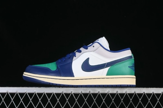 Nike Air Jordan 1 Low AJ1 Blue Green Colorway Low-Top Casual Skate Shoes - 553558-147