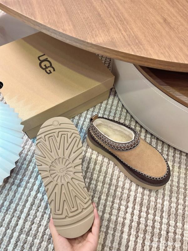 UGG Ethnic Tazz Series Thickened Height-Increasing Slip-On Fur Shoes - MJ00220