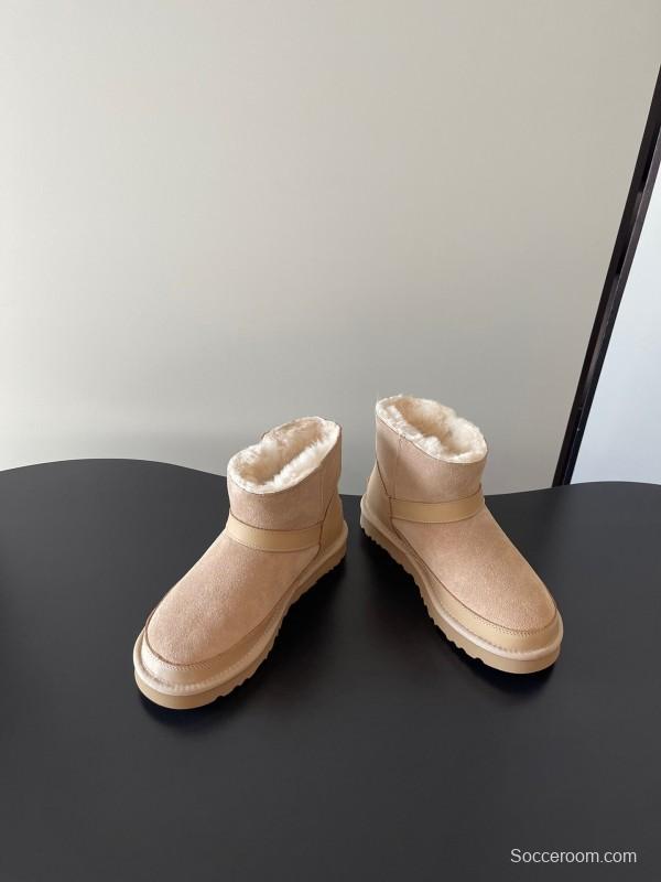 UGG 4512 Latest Buckle Flat Sole Premium Wool Anti-Slip Snow Boots - AS00290