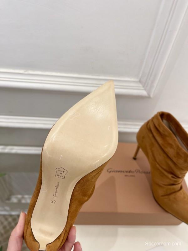 Gianvito Rossi Fall/Winter 2025 GR Pointed Toe Retro Pleated High Heel Ankle Boots - KFY00340