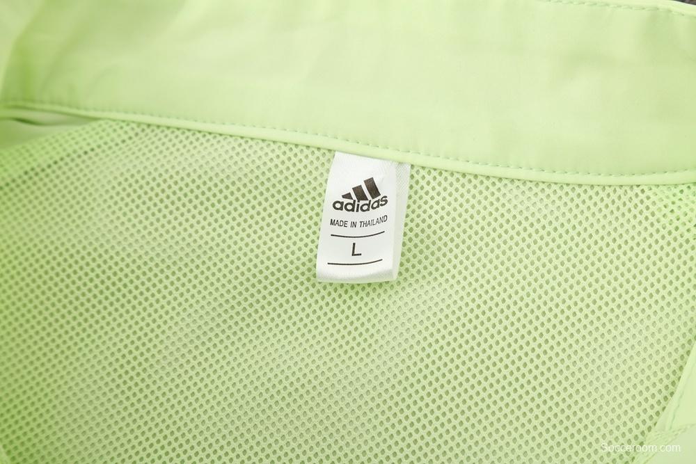 25/26 Real Madrid Light Green Half Zipper Jacket+Long Pants S-3XL