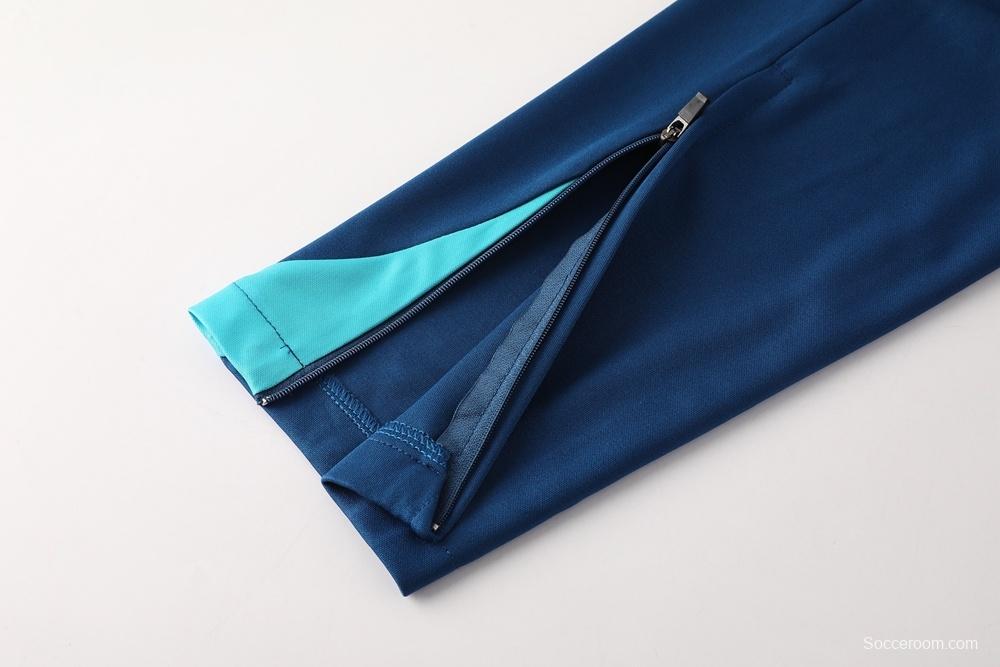 2025 Portugal Royal Blue Half Zipper Jacket+Long Pants