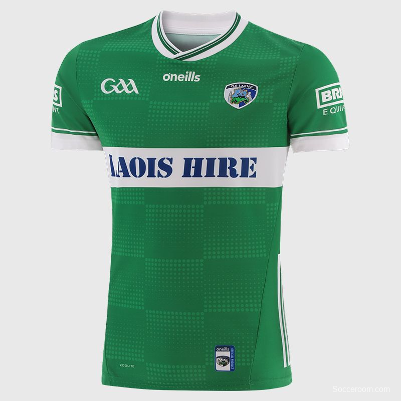 2026 Laois GAA Green with White Horizontal Stripe and Dotted Pattern Jersey