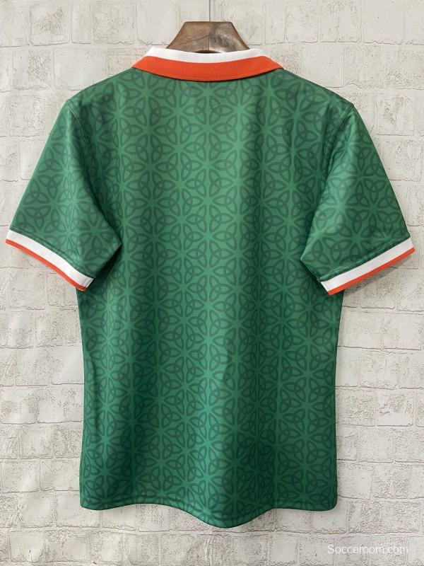 2025 Ireland Green with Celtic Knot Pattern and Orange Trim Jersey